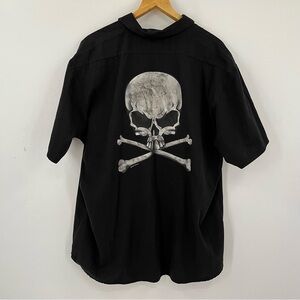 Vintage lightning clothing XXL skull shirt sleeve 0654 button black motorcycle
